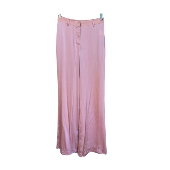 L'AGENCE Silk Wide Leg Pants Soft Pink 2 NWOT Party Contemporary Feminine - Picture 1 of 5